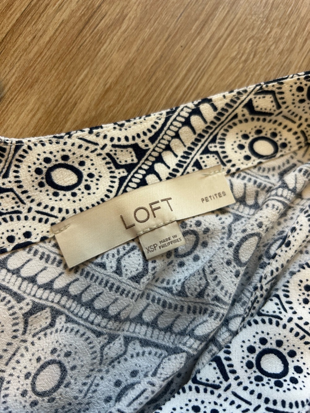 LOFT Blue & White Patterned Sleeveless Peplum Tank - Picture 2 of 2